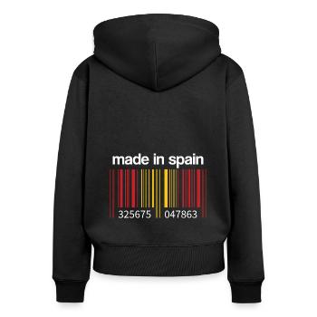 Code-barres du drapeau de l’Espagne Fabriqué en Espagne - Sweat à capuche zippé Premium bio Femme - noir - Dos - Julia (174cm)