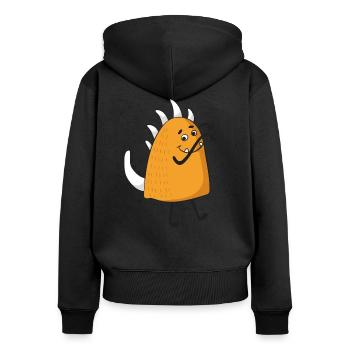 Monster - Frauen Premium Bio Zip Hoodie - Schwarz - Hinten - Julia (174cm)