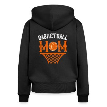Maman de basket - Sweat à capuche zippé Premium bio Femme - noir - Dos - Julia (174cm)