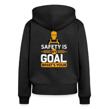 Security is my goal saying work - Women's Premium Organic Zip Hoodie - black - Back - Julia (174cm)