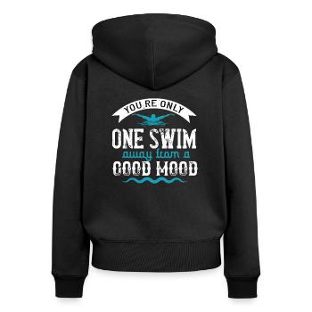 Schwimmen Spruch Swim Schwimmer - Frauen Premium Bio Zip Hoodie - Schwarz - Hinten - Julia (174cm)