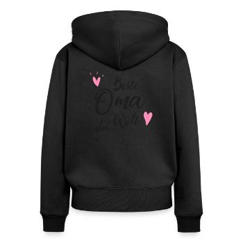 Oma 80 Geburtstag - Frauen Premium Bio Zip Hoodie - Schwarz - Hinten - Julia (174cm)