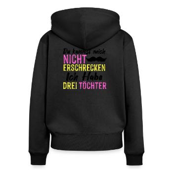 Vater von drei Töchtern Papa Tochter Vatertag - Frauen Premium Bio Zip Hoodie - Schwarz - Hinten - Julia (174cm)