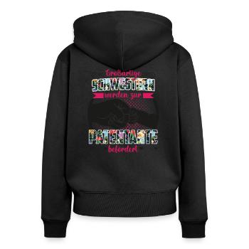 Großartige Schwestern werden zur Patentante - Frauen Premium Bio Zip Hoodie - Schwarz - Hinten - Julia (174cm)
