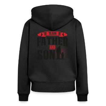 Team Vater Papa Sohn beste der Welt Vatertag - Frauen Premium Bio Zip Hoodie - Schwarz - Hinten - Julia (174cm)
