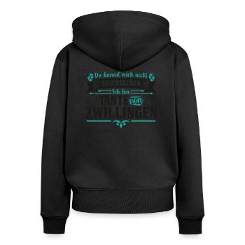 Tante von Zwillingen nicht erschrecken beste der - Frauen Premium Bio Zip Hoodie - Schwarz - Hinten - Julia (174cm)