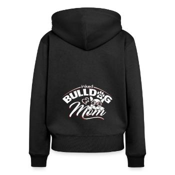 Bulldog Mama Tätowiert Old English Bulldog Mom Tat - Frauen Premium Bio Zip Hoodie - Schwarz - Hinten - Julia (174cm)