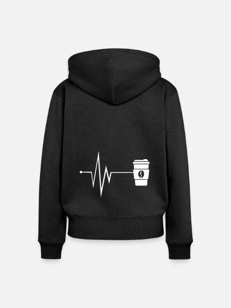 Kaffee Puls - Frauen Premium Bio Zip Hoodie - Schwarz