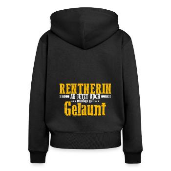 Rentnerin Ab Jetzt Auch Montags Gut Gelaunt! Omi O - Frauen Premium Bio Zip Hoodie - Schwarz - Hinten - Julia (174cm)