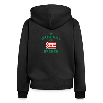 Bremen - Women's Premium Organic Zip Hoodie - black - Back - Julia (174cm)