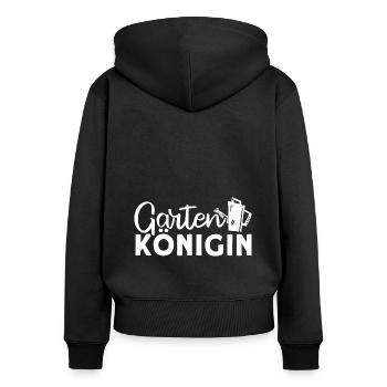 Garten Königin Gärtnerin Gießkanne - Frauen Premium Bio Zip Hoodie - Schwarz - Hinten - Julia (174cm)