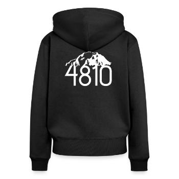 Mont Blanc 4810 - montagne, sommet d'altitude - Sweat à capuche zippé Premium bio Femme - noir - Dos - Julia (174cm)