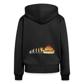 Evolution Design Affe Barbar Geschenk für Vikinger - Frauen Premium Bio Zip Hoodie - Schwarz - Hinten - Julia (174cm)