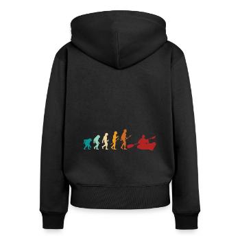 Kanu Kajak Evolution Paddeln Kanufahrer Kanu - Frauen Premium Bio Zip Hoodie - Schwarz - Hinten - Julia (174cm)