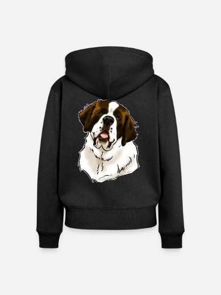 Bernhardiner Hundekopf (dunkle Textilien) - Frauen Premium Bio Zip Hoodie - Schwarz