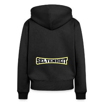 Seltenheit Selten Limitiert - Frauen Premium Bio Zip Hoodie - Schwarz - Hinten - Julia (174cm)
