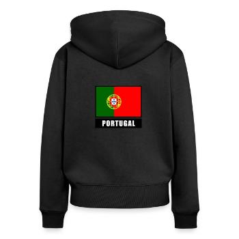 Portugal Flagge Fahne Lissabon Porto Algarve EU - Frauen Premium Bio Zip Hoodie - Schwarz - Hinten - Julia (174cm)