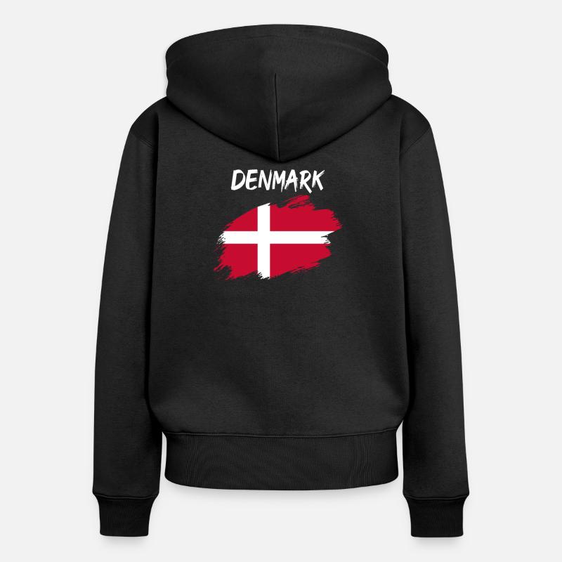 Drapeau danois drapeau drapeau danois - Sweat à capuche zippé Premium bio Femme - noir