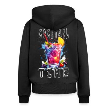 Cocktail Time Sommer Strand Party Bar Club Getränk - Frauen Premium Bio Zip Hoodie - Schwarz - Hinten - Julia (174cm)