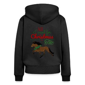 Tout ce que je veux pour Noël, c'est Tölt - Brauner - Sweat à capuche zippé Premium bio Femme - noir - Dos - Julia (174cm)