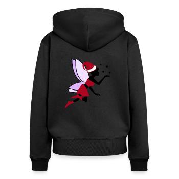 Fée de Noël - Sweat à capuche zippé Premium bio Femme - noir - Dos - Julia (174cm)