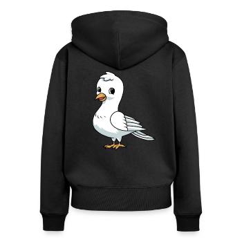 Kleine weiße Taube - Frauen Premium Bio Zip Hoodie - Schwarz - Hinten - Julia (174cm)