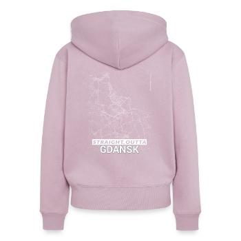 Straight Outta Gdansk Stadtplan und Straßen - Frauen Premium Bio Zip Hoodie - Altrosa - Hinten - Julia (174cm)
