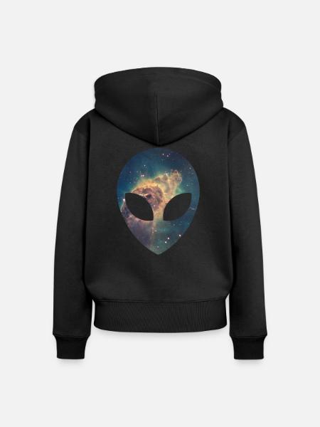 Alien Kopf Weltraum - Frauen Premium Bio Zip Hoodie - Schwarz