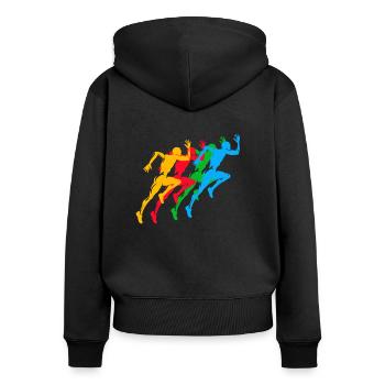 Leichtathletik Sommerspiele Bunt - Frauen Premium Bio Zip Hoodie - Schwarz - Hinten - Julia (174cm)
