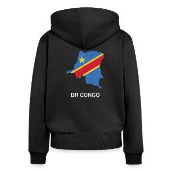 Carte pays République démocratique du Congo - Sweat à capuche zippé Premium bio Femme - noir - Dos - Julia (174cm)