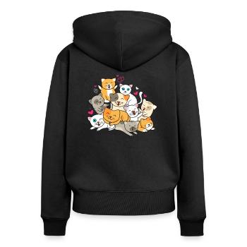 Amas de chats - Kawaii Kitten pour les propriétaires de chats - Sweat à capuche zippé Premium bio Femme - noir - Dos - Julia (174cm)