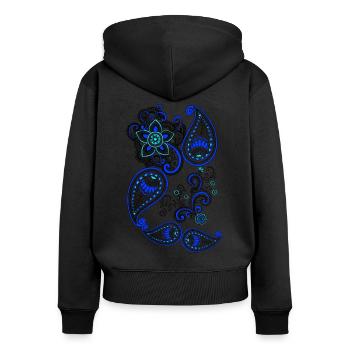 Mandala / Henna cover design - Frauen Premium Bio Zip Hoodie - Schwarz - Hinten - Julia (174cm)