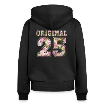 25 d'origine - Sweat à capuche zippé Premium bio Femme - noir - Dos - Julia (174cm)
