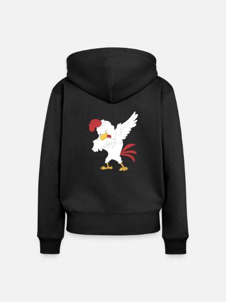 Dabbing Huhn Farmer Bauer - Frauen Premium Bio Zip Hoodie - Schwarz