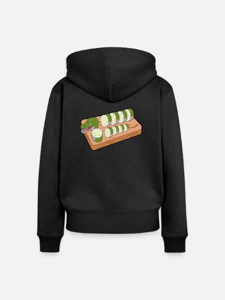Sushi Rolle Drache - Frauen Premium Bio Zip Hoodie - Schwarz
