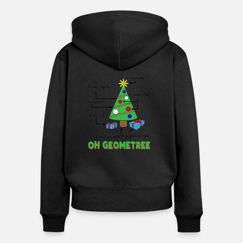 Géométrie, prof, math, noël - Sweat à capuche zippé Premium bio Femme - noir
