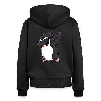 Pinguin Dab Dabbing Pinguin - Frauen Premium Bio Zip Hoodie - Schwarz - Hinten - Julia (174cm)