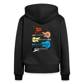 Idée cadeau guitare guitare - Sweat à capuche zippé Premium bio Femme - noir - Dos - Julia (174cm)