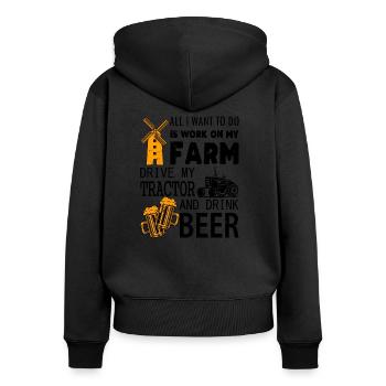 Traktor Traktoren Landwirt Spruch - Frauen Premium Bio Zip Hoodie - Schwarz - Hinten - Julia (174cm)