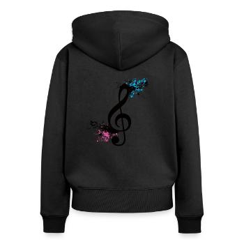 Violinschlüssel Musiker Musikliebhaber - Frauen Premium Bio Zip Hoodie - Schwarz - Hinten - Julia (174cm)