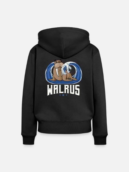 Walross - Frauen Premium Bio Zip Hoodie - Schwarz