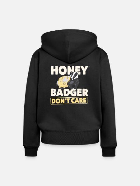 Honigdachs - Frauen Premium Bio Zip Hoodie - Schwarz