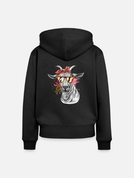 Coole Ziege - Frauen Premium Bio Zip Hoodie - Schwarz