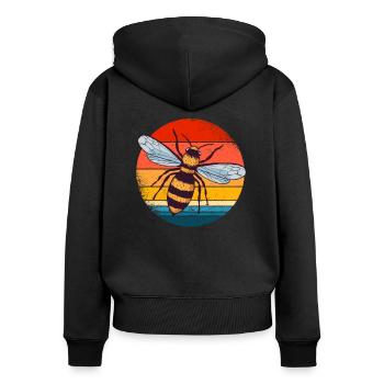 Abeille - Sweat à capuche zippé Premium bio Femme - noir - Dos - Julia (174cm)