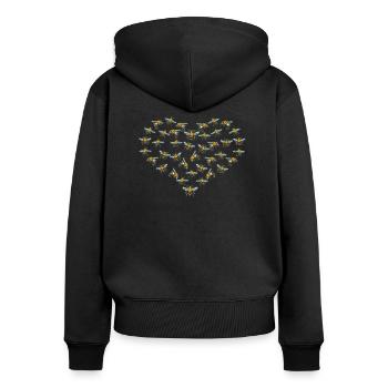 Abeilles - Sweat à capuche zippé Premium bio Femme - noir - Dos - Julia (174cm)