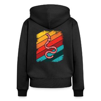 Regenwurm - Frauen Premium Bio Zip Hoodie - Schwarz - Hinten - Julia (174cm)