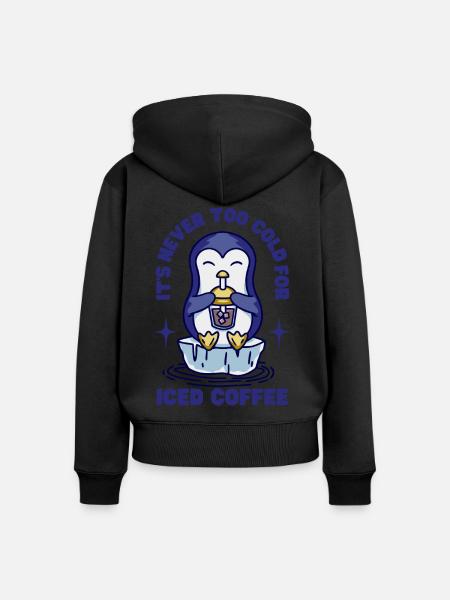 Für Eiskaffee ist es nie zu kalt - Frauen Premium Bio Zip Hoodie - Schwarz