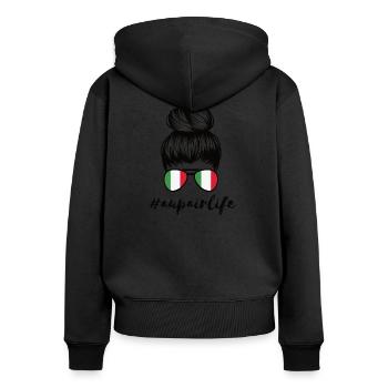Au Pair Italien Auslandsjahr Aupair #Aupairlife - Frauen Premium Bio Zip Hoodie - Schwarz - Hinten - Julia (174cm)