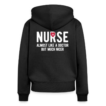 Krankenschwester - Frauen Premium Bio Zip Hoodie - Schwarz - Hinten - Julia (174cm)
