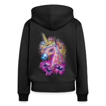 Zauberhaftes Einhorn Sommer Mädchen Geschenk Rosa - Frauen Premium Bio Zip Hoodie - Schwarz - Hinten - Julia (174cm)